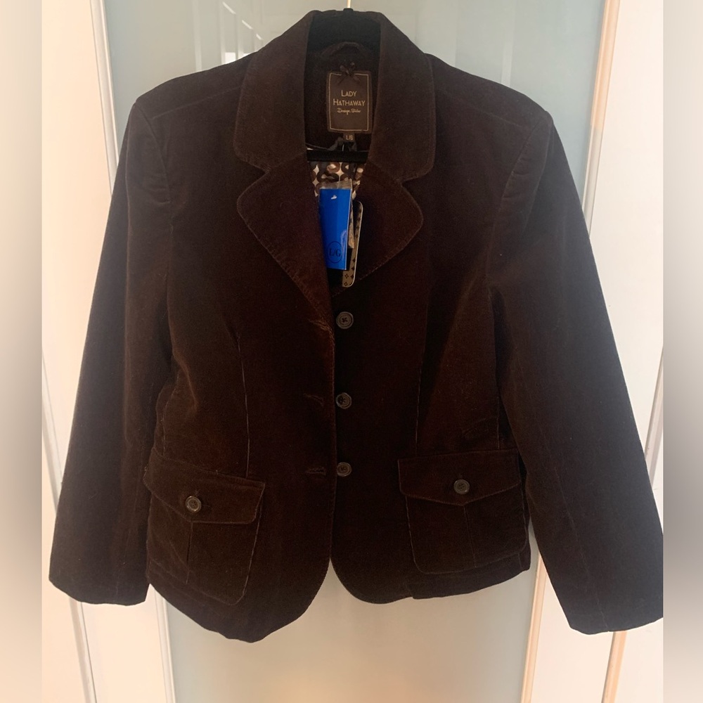 Lady Hathaway Brown Velvet Blazer - Dark Brown